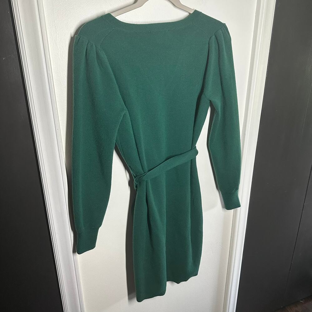 Ann Taylor Womens Green Sweater Long Sleeve Belted Knit Dress Size Medium Petite - Picture 7 of 8